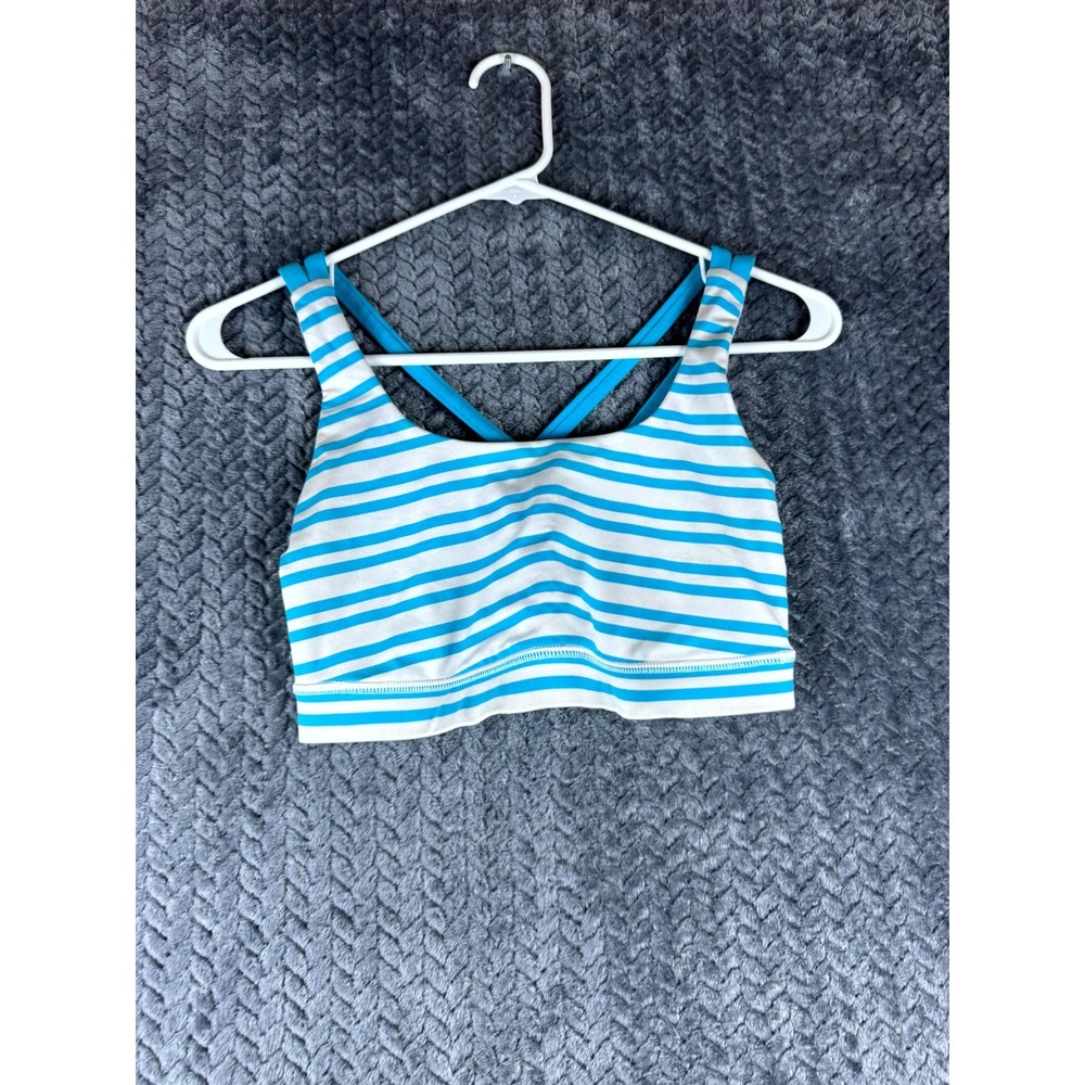 Lululemon Energy Bra Womens XS Twin Stripe Spry Blue Four-way Stretch Yoga